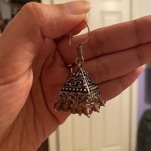 Silver and purple earrings